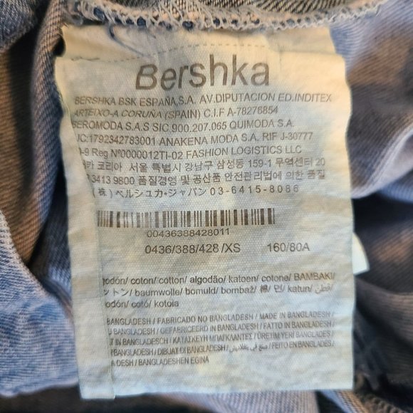 Bershka Denim Frill Dress Womens XS Long Sleeve Ruffle - Picture 7 of 10